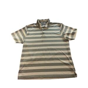 Under‎ Armour Golf  Men's Size Large Green Heat Gear Striped Short Sleeve Polo